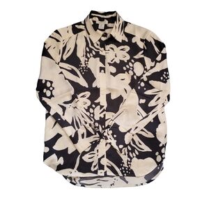 Rachel Zoe Black & White Floral Button-Up Shirt Size Small
